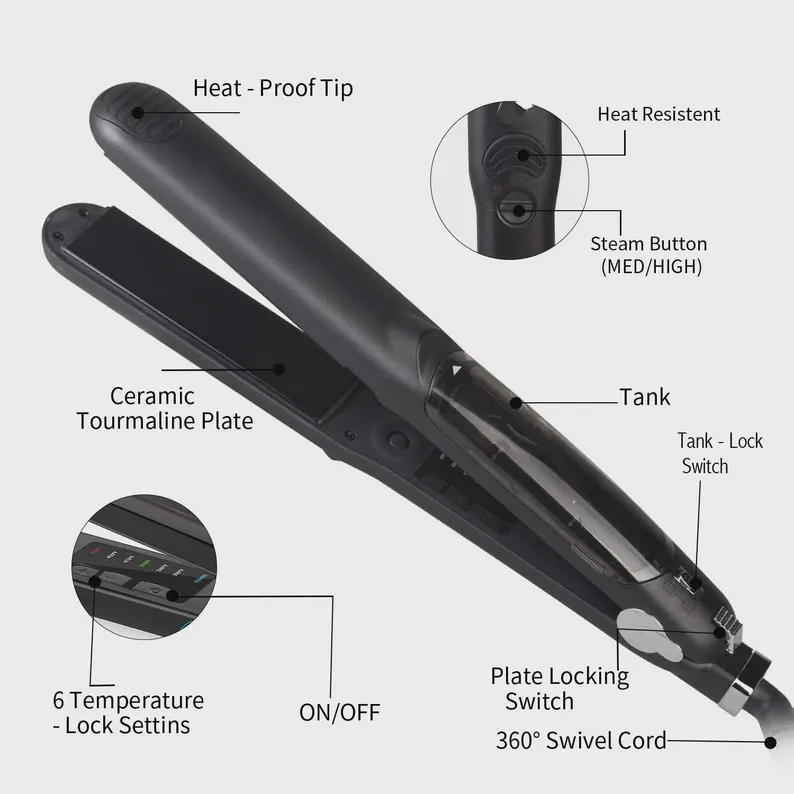 Multifunctional Steam Ceramic Hair Styling Flat Iron