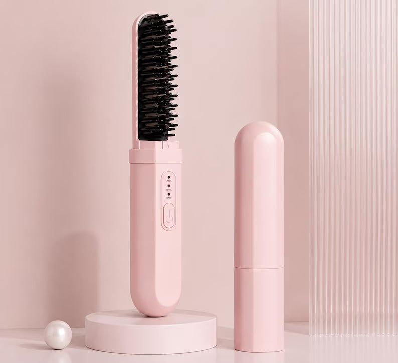 USB Rechargeable Mini Cordless Hair Straightening Brush