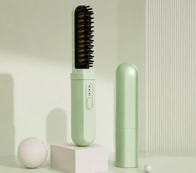 USB Rechargeable Mini Cordless Hair Straightening Brush